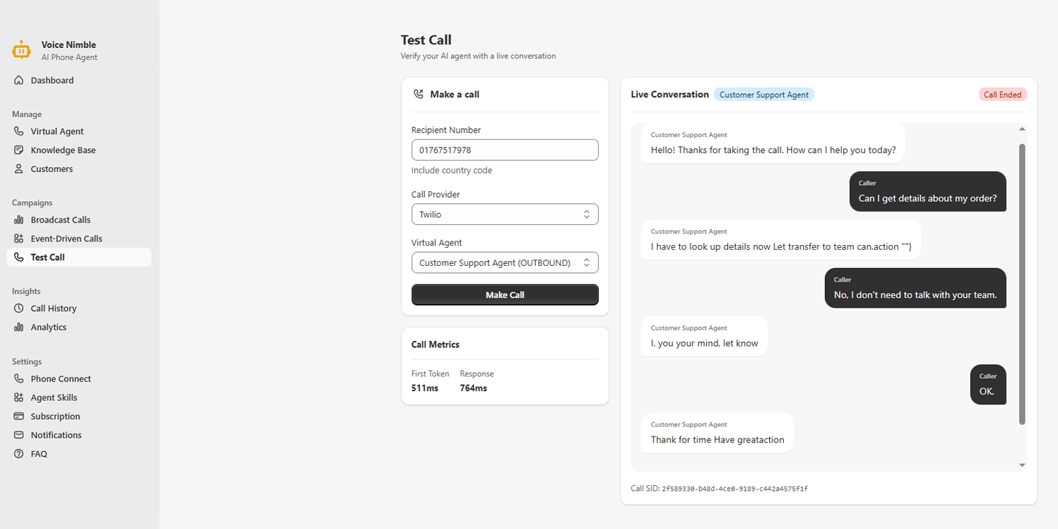 Text-to-Audio & Audio Calls